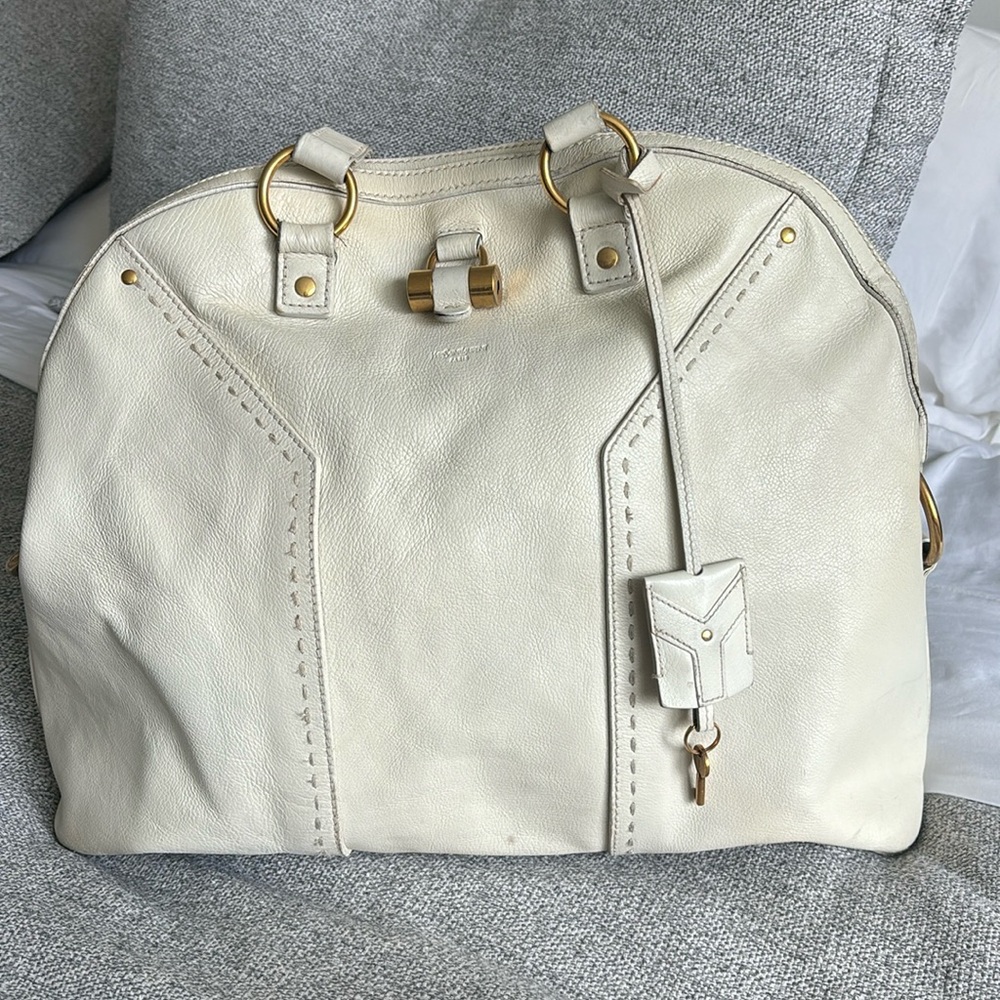 Yves saint laurent downtown tote bag in white